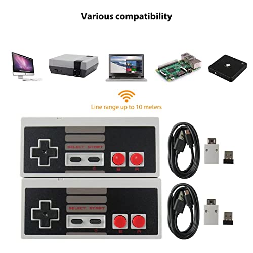 2X |4 GHz Wireless Controller Upgraded Turbo Function & Rechargeable Battery for Mini NES Classic Edition PC & Mac OS &